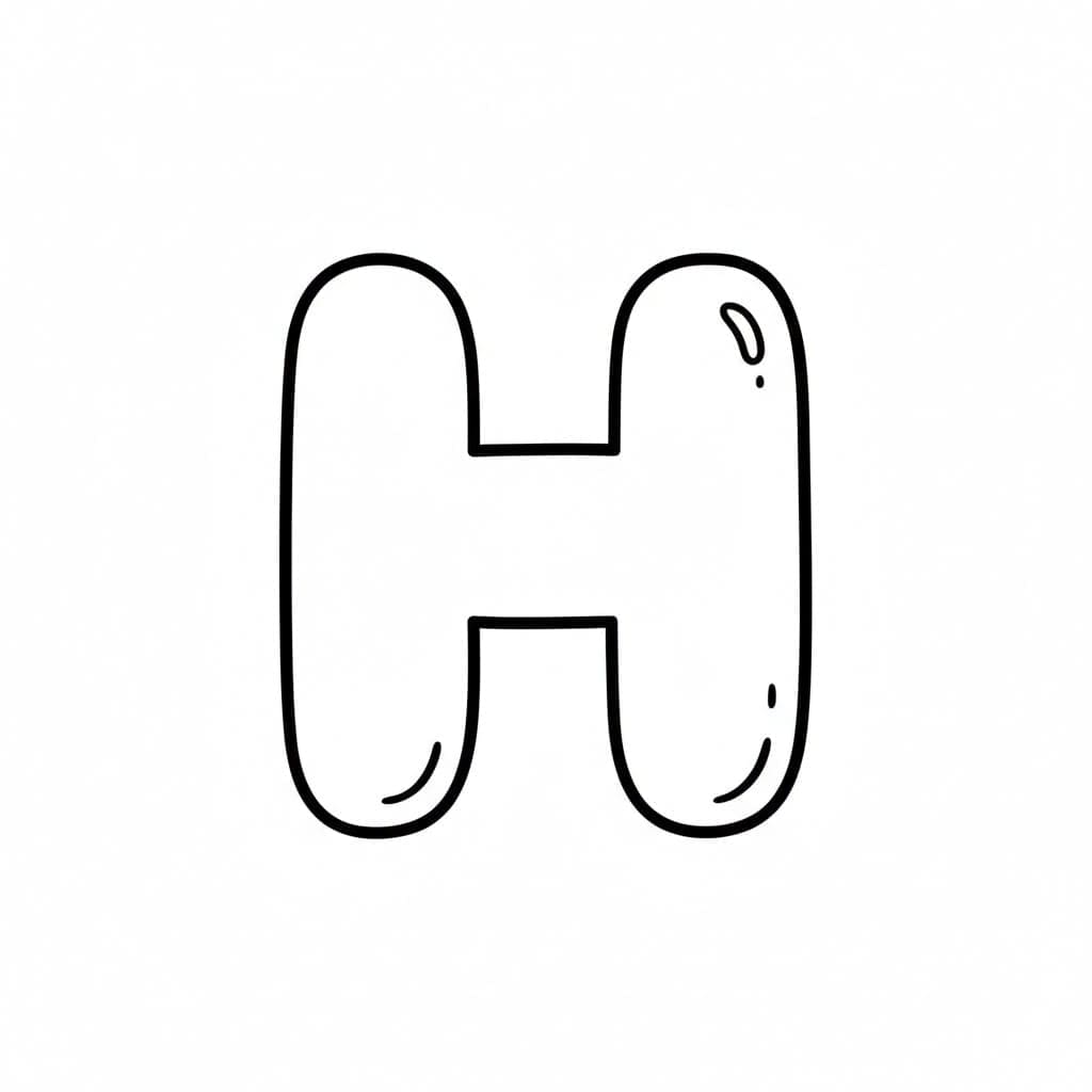 Boblebogstavet H Tegninger til Farvelægning