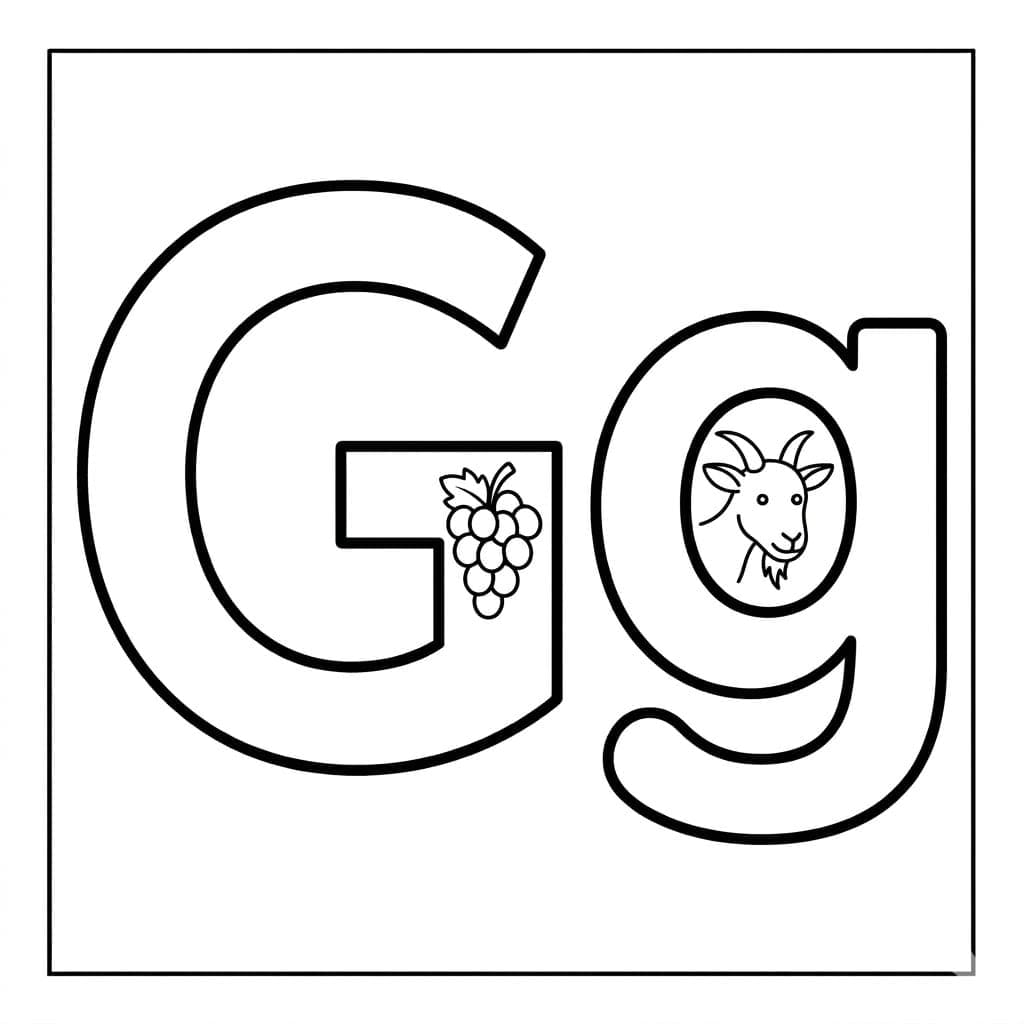 Bogstav G og g Tegninger til Farvelægning