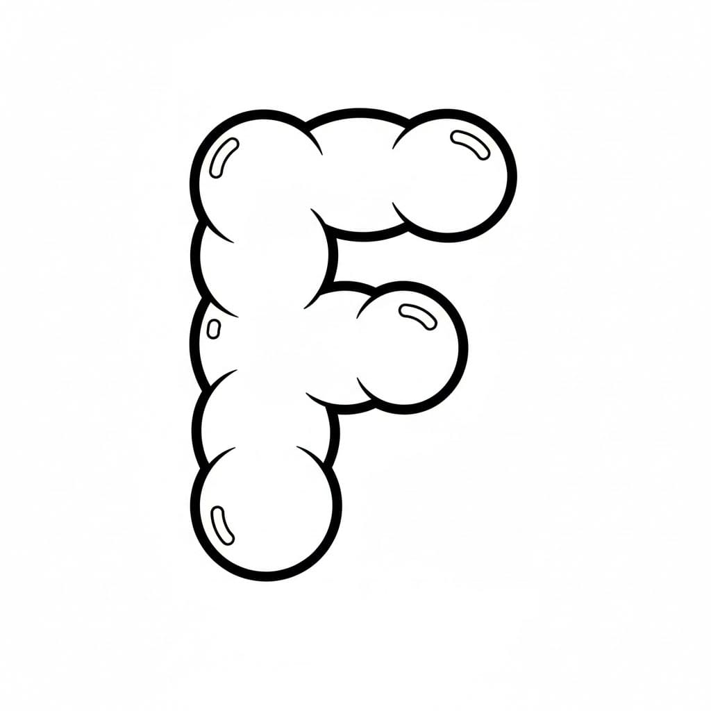 Bogstavet F i boblestil Tegninger til Farvelægning