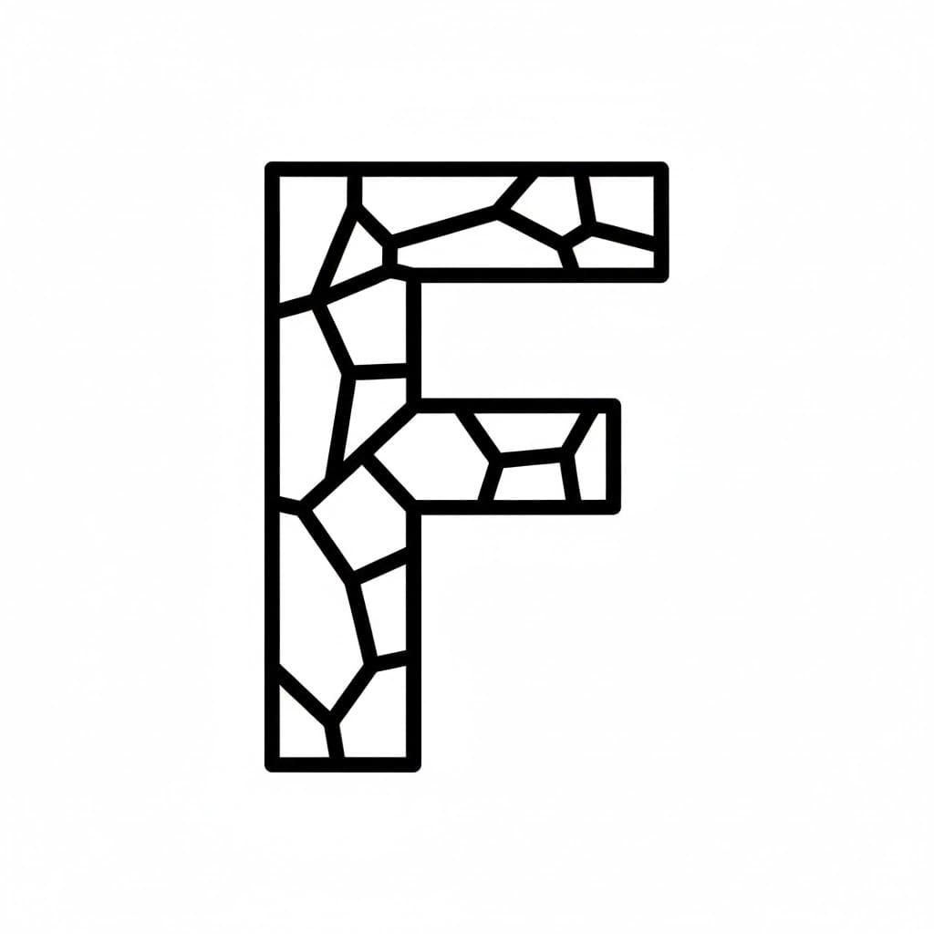 Bogstavet F i knust glasstil Tegninger til Farvelægning