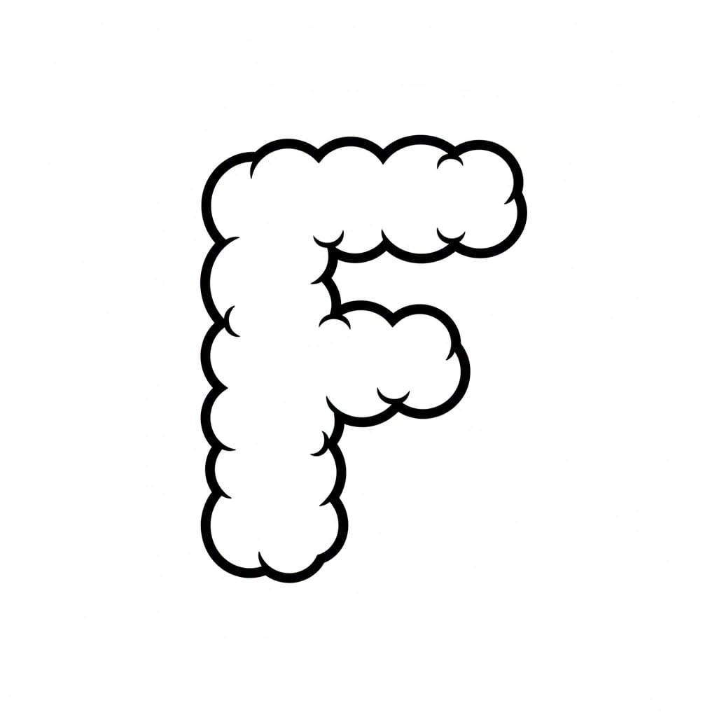 Bogstavet F med blød sky Tegninger til Farvelægning