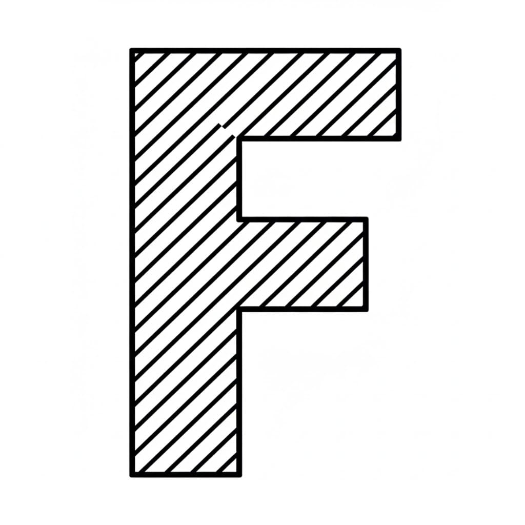 Bogstavet F med krydsmønster Tegninger til Farvelægning