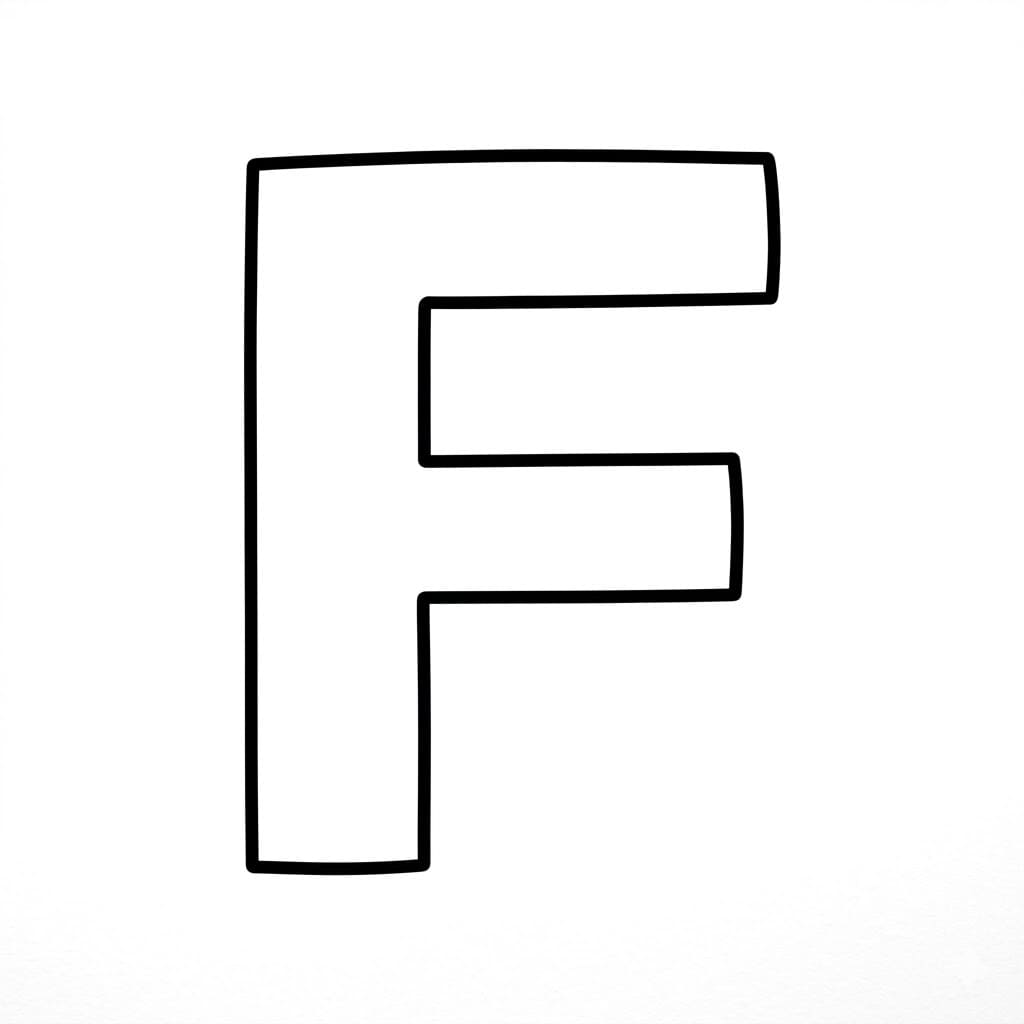 Bogstavet F Simpelt Tegninger til Farvelægning