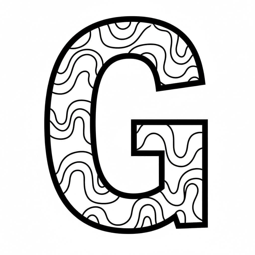 Bogstavet G bølgemønster Tegninger til Farvelægning