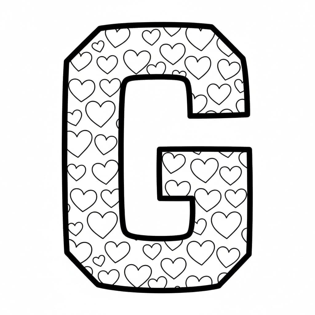 Bogstavet G hjertemønster Tegninger til Farvelægning