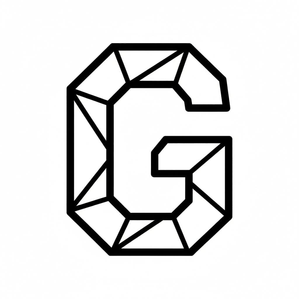 Bogstavet G hjørnestil Tegninger til Farvelægning