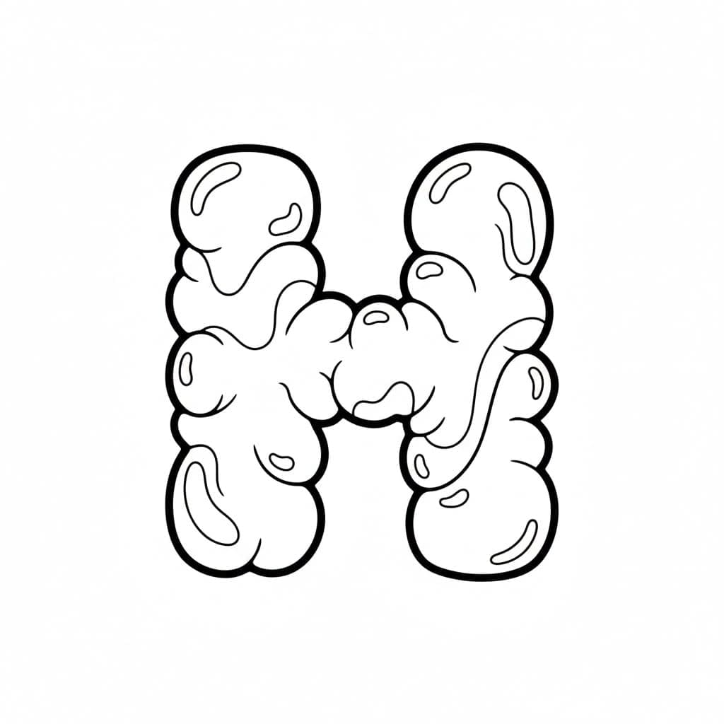 Bogstavet H er blødt og luftigt Tegninger til Farvelægning