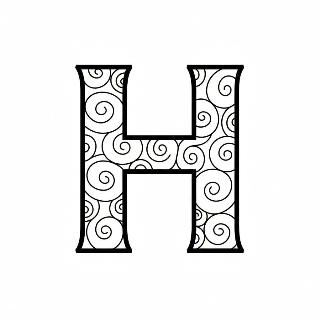 Bogstavet H er en smule snoet Tegninger til Farvelægning