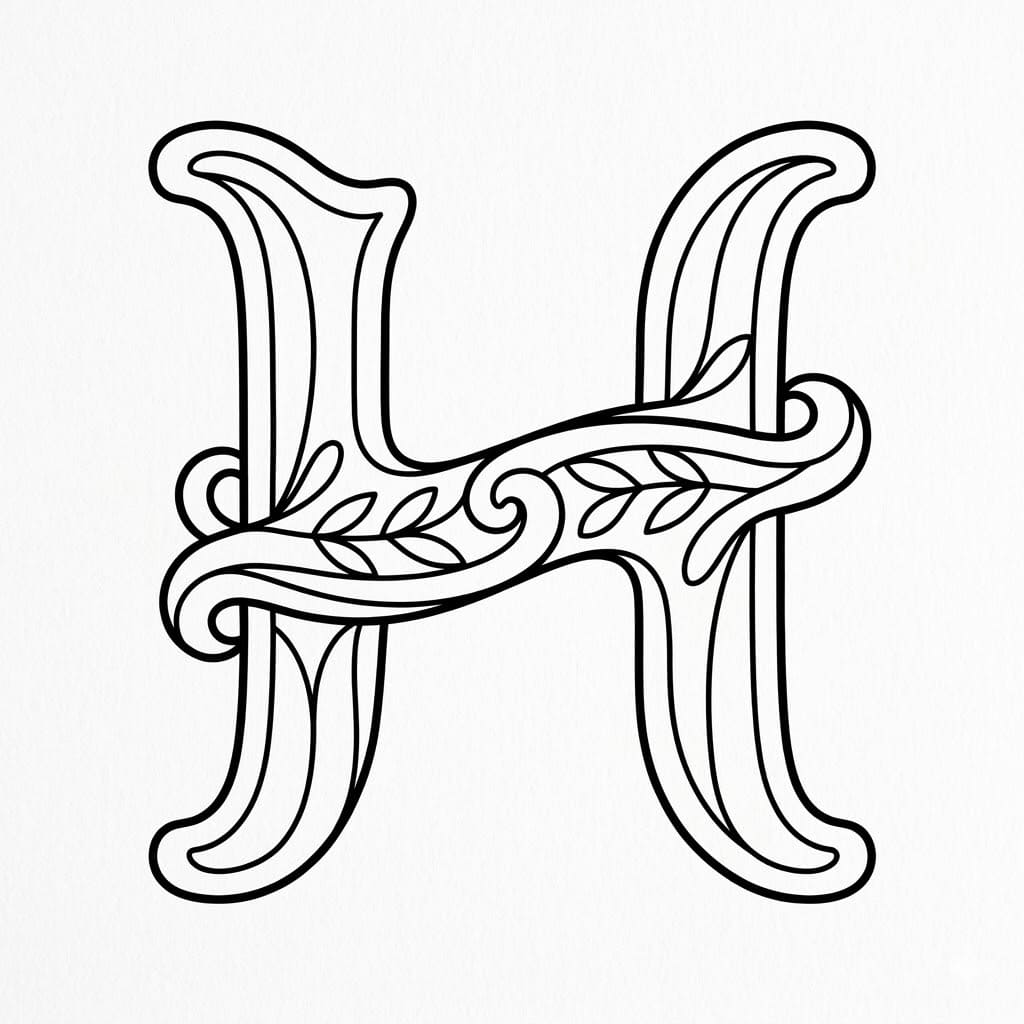 Bogstavet H flot Tegninger til Farvelægning