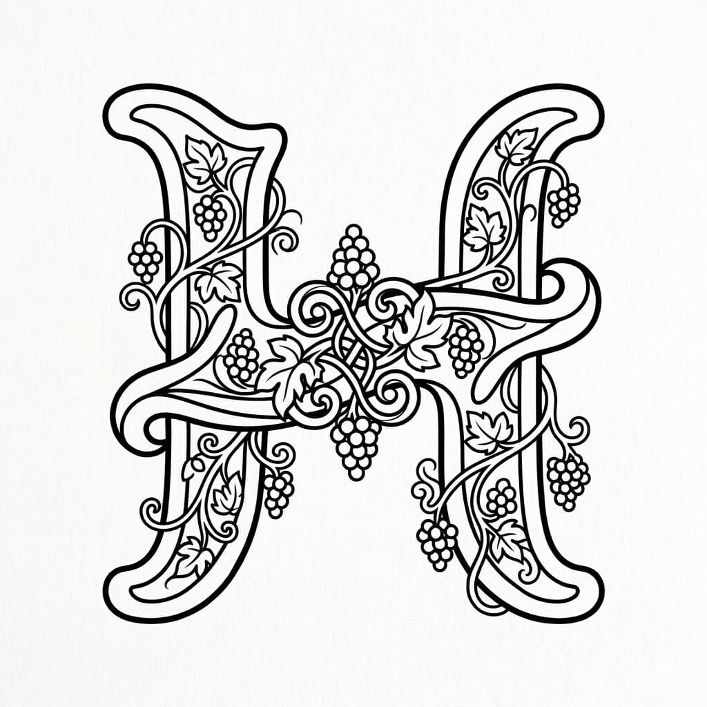 Bogstavet H for børn gratis Tegninger til Farvelægning