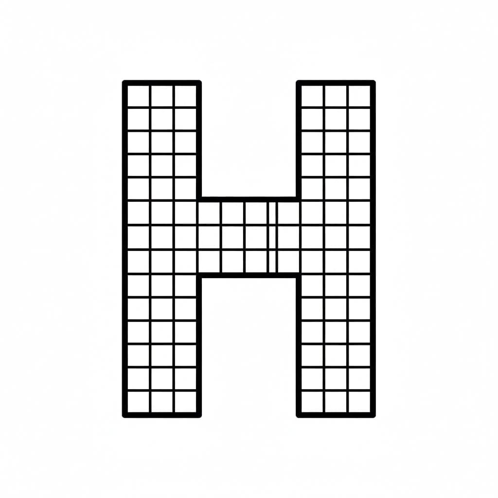 Bogstavet H fra firkant Tegninger til Farvelægning