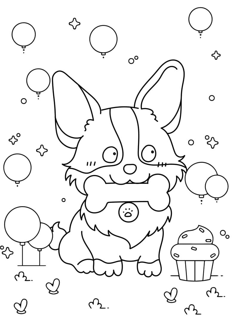 Corgi gnavende knogler Tegninger til Farvelægning