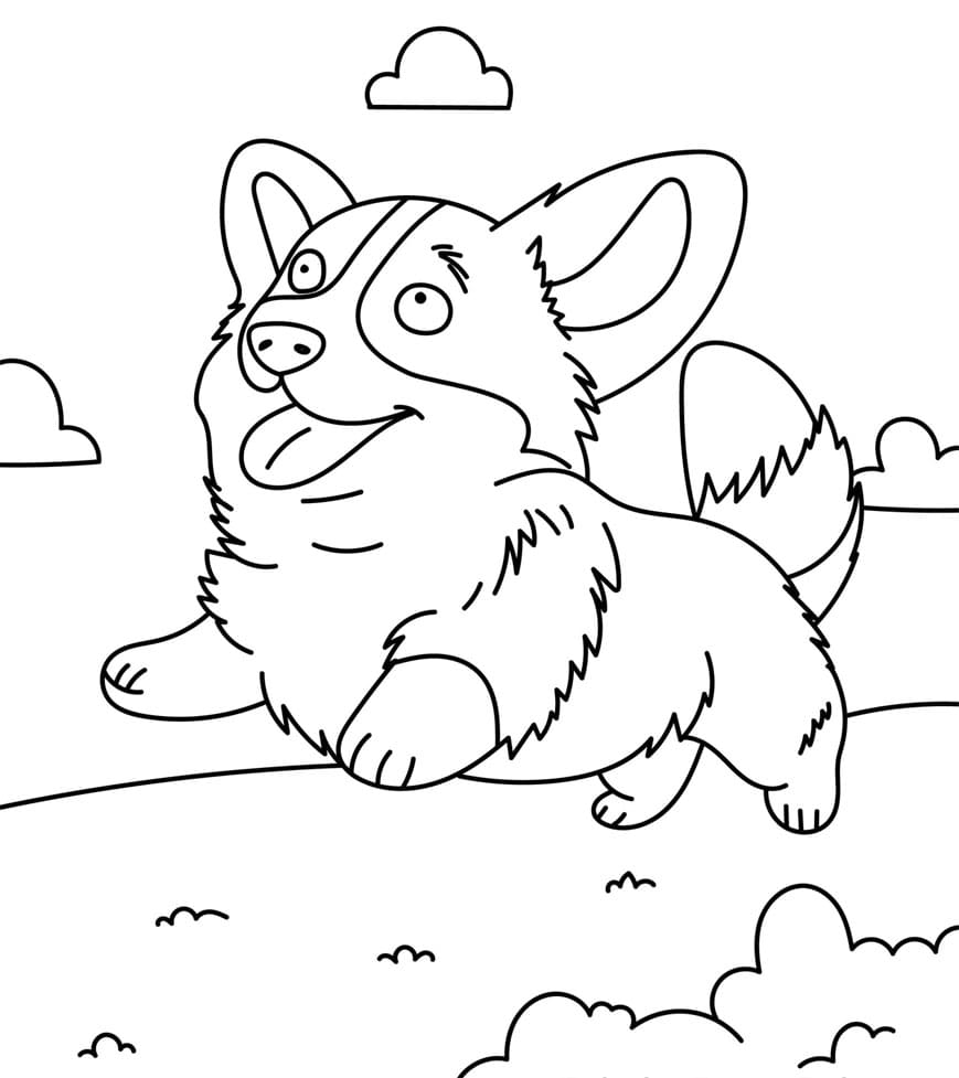 Corgi leger i haven Tegninger til Farvelægning