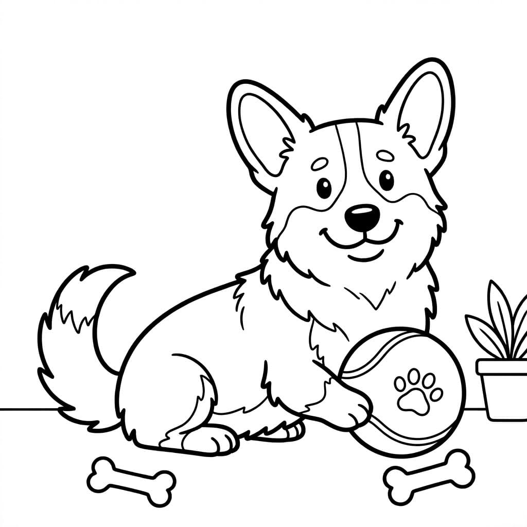 Corgi Med Legetøj Tegninger til Farvelægning