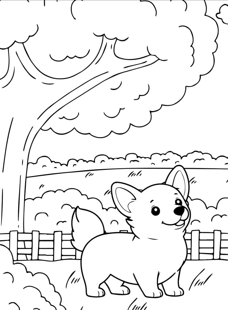 Corgi på gården Tegninger til Farvelægning