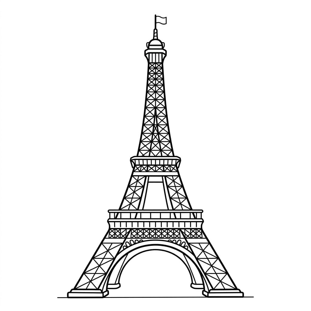 Dekorativt Eiffeltårn Tegninger til Farvelægning