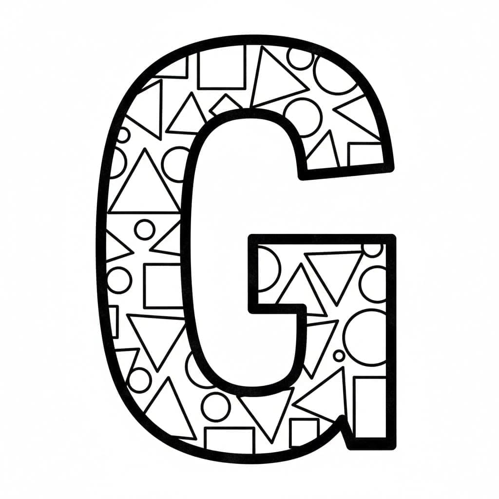 Den geometriske form af bogstavet G Tegninger til Farvelægning