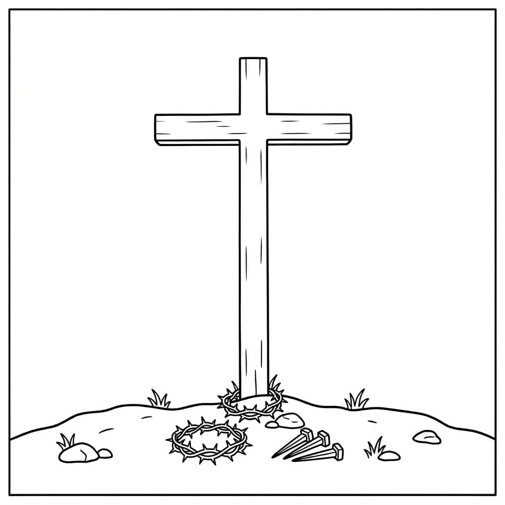Det enkle kors på bakken Tegninger til Farvelægning
