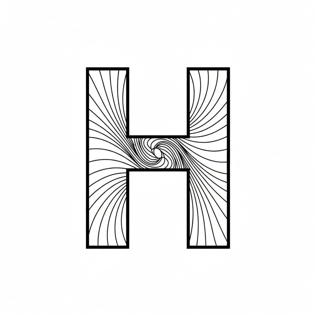 Det illusorisk bogstav H Tegninger til Farvelægning