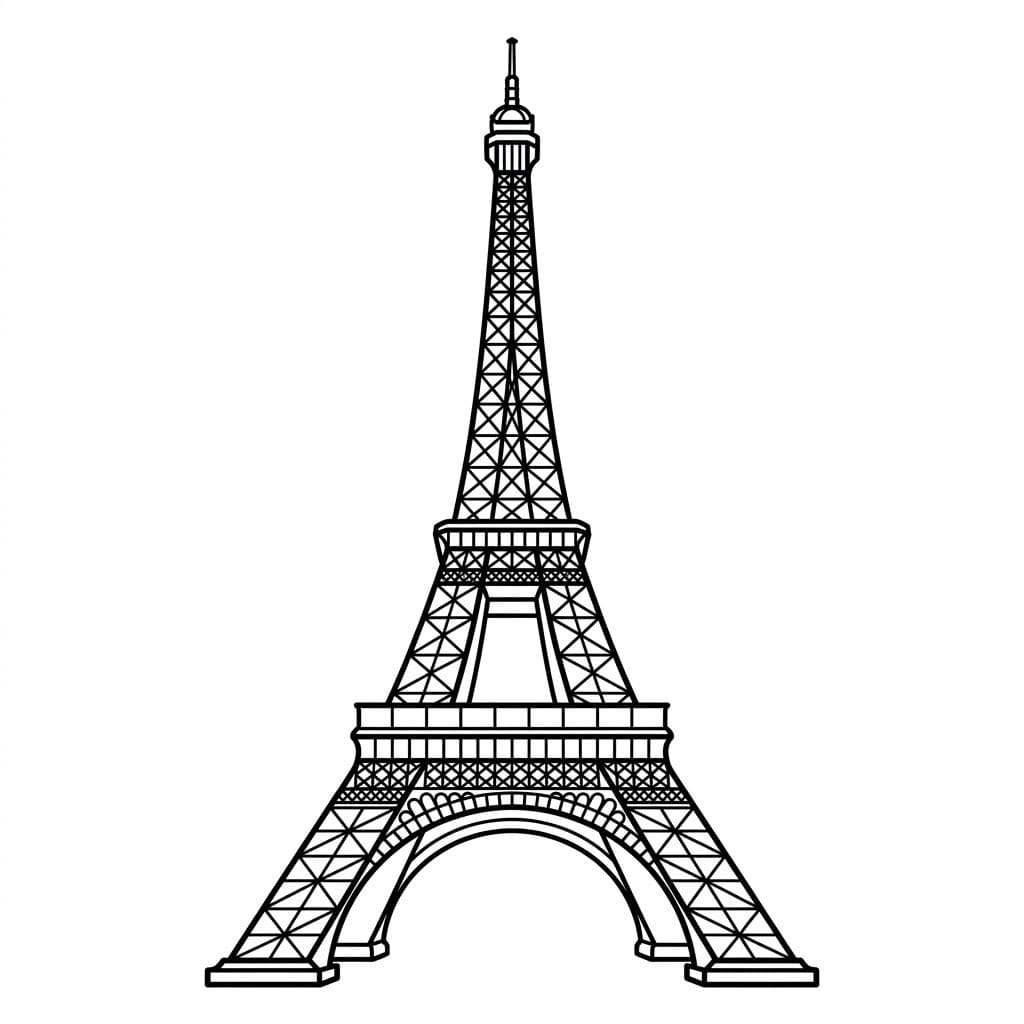 Detaljeret Eiffeltårn Tegninger til Farvelægning