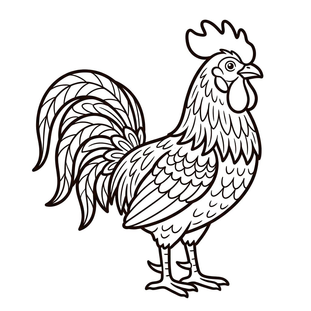 Detaljeret hane Tegninger til Farvelægning