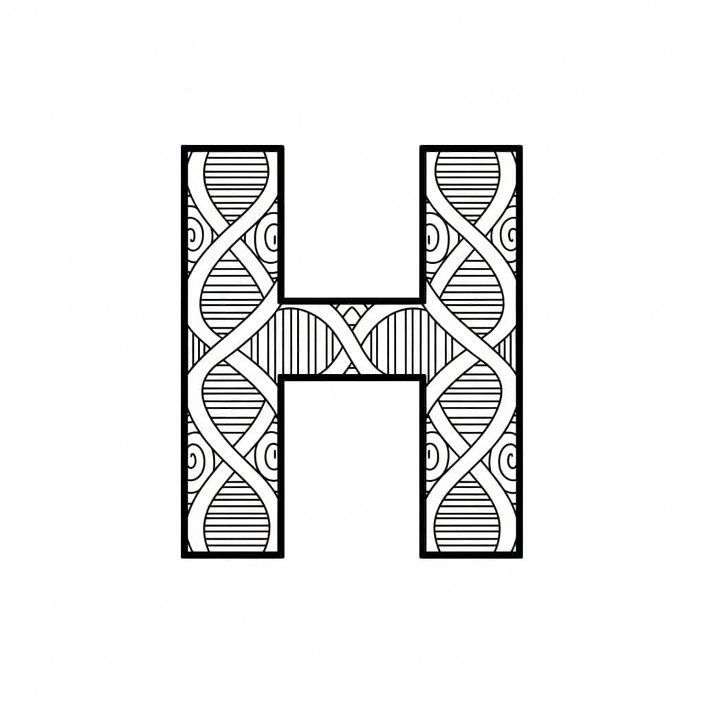 Dobbelt helix bogstav H Tegninger til Farvelægning