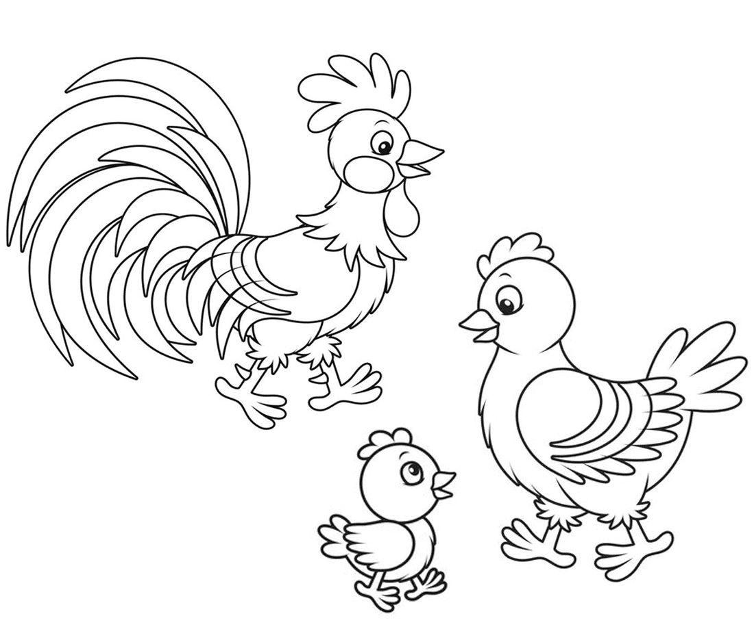 En hanefamilie Tegninger til Farvelægning