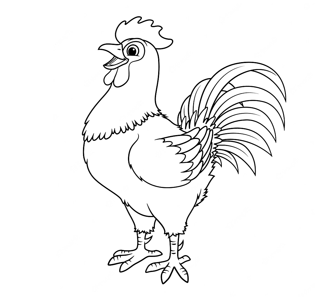 En syngende hane Tegninger til Farvelægning