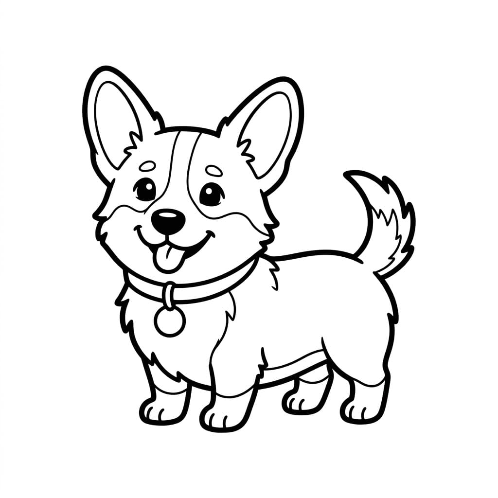 Energisk Corgi Tegninger til Farvelægning