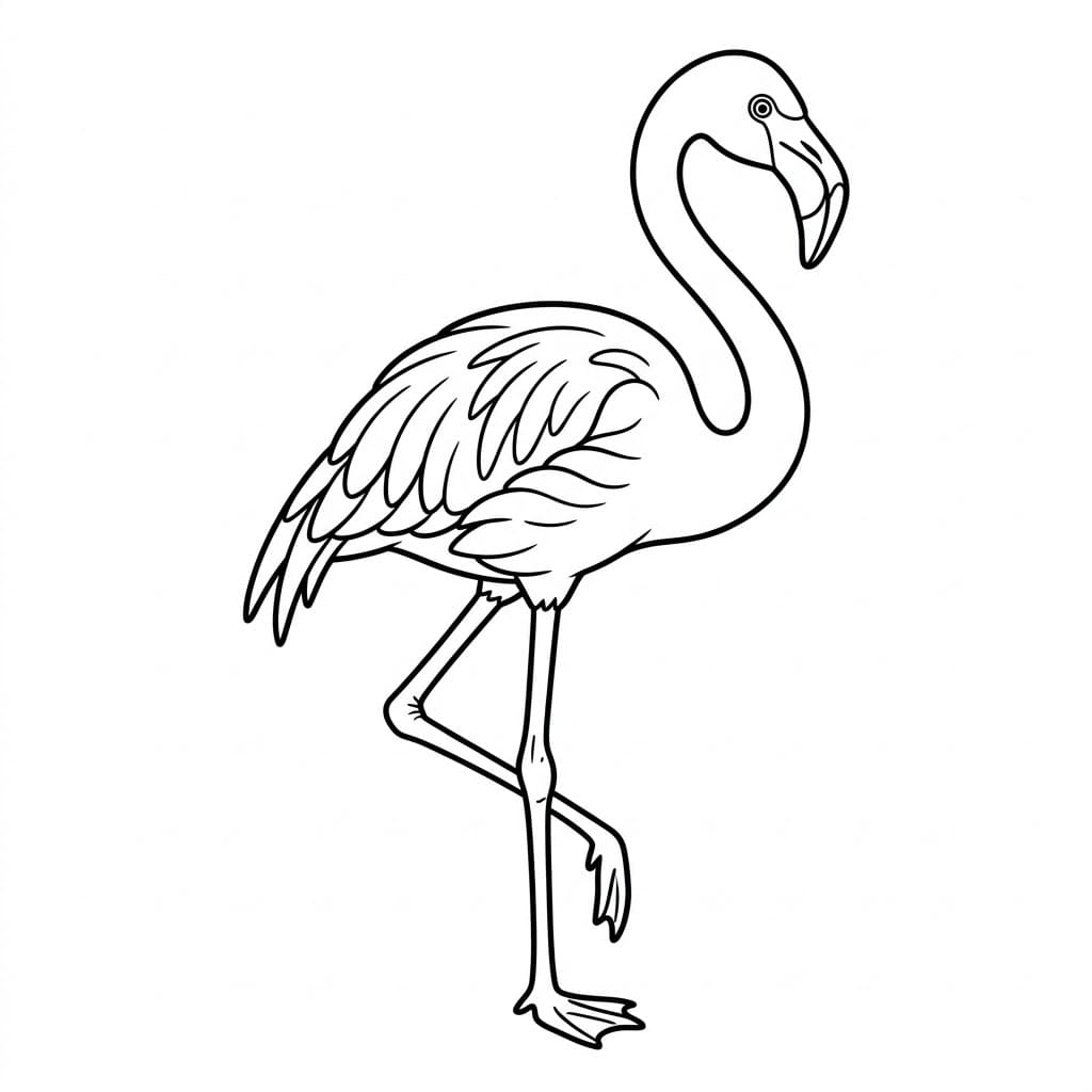Enkel Flamingo Profil Tegninger til Farvelægning