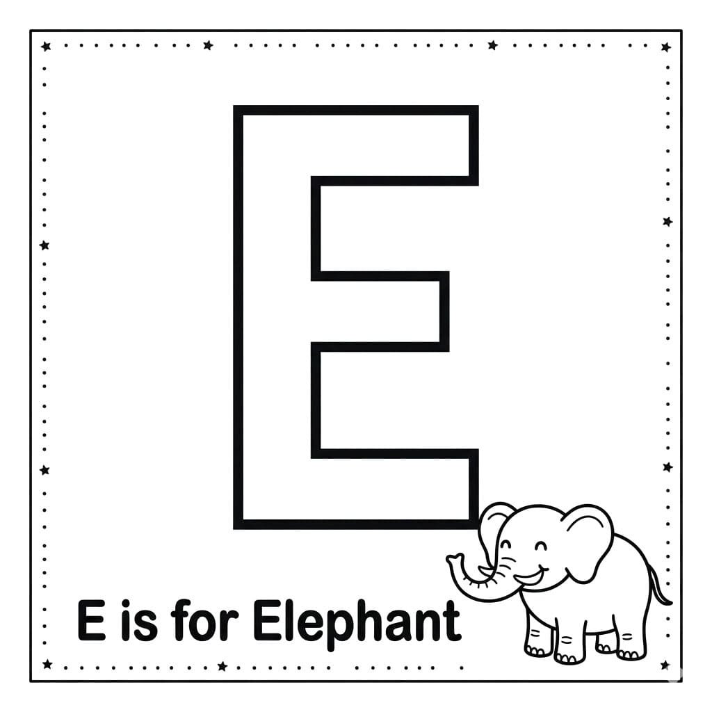 Bogstavet E Tegninger til Farvelægning