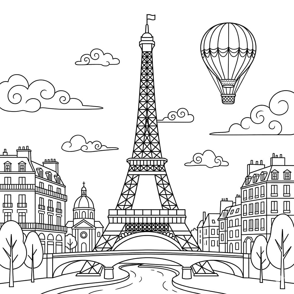 Eventyrligt Eiffeltårn Tegninger til Farvelægning