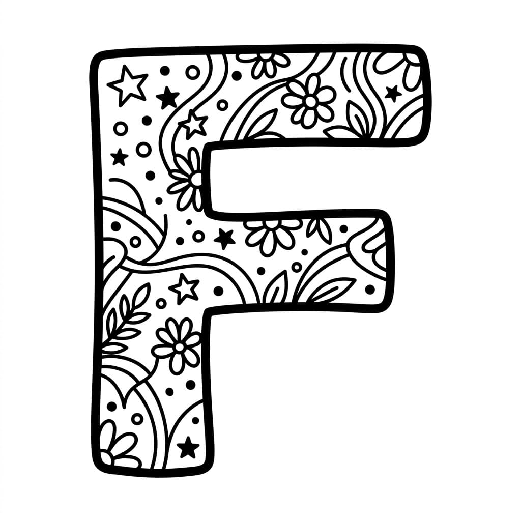 Fancy Bogstav F Tegninger til Farvelægning