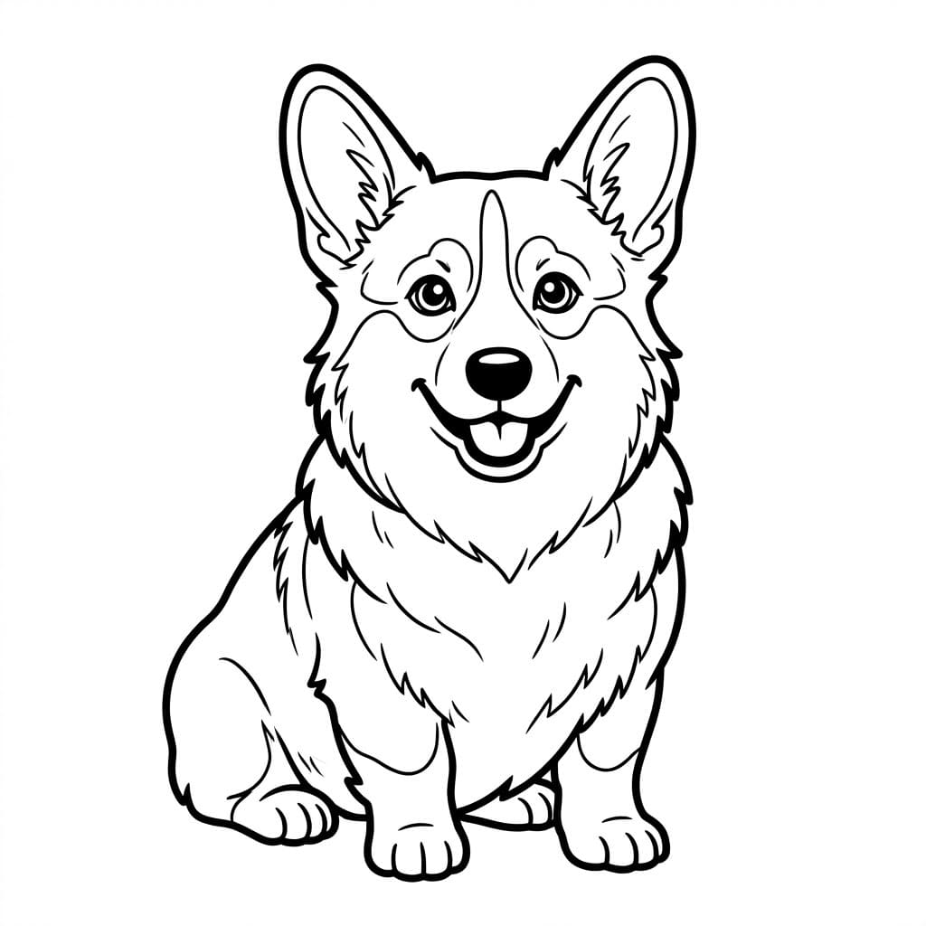Fluffy Corgi Tegninger til Farvelægning