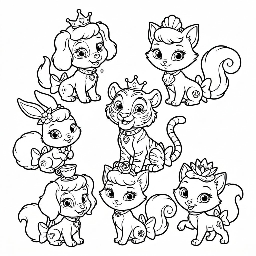 Glade Kongelige Dyr Tegninger til Farvelægning