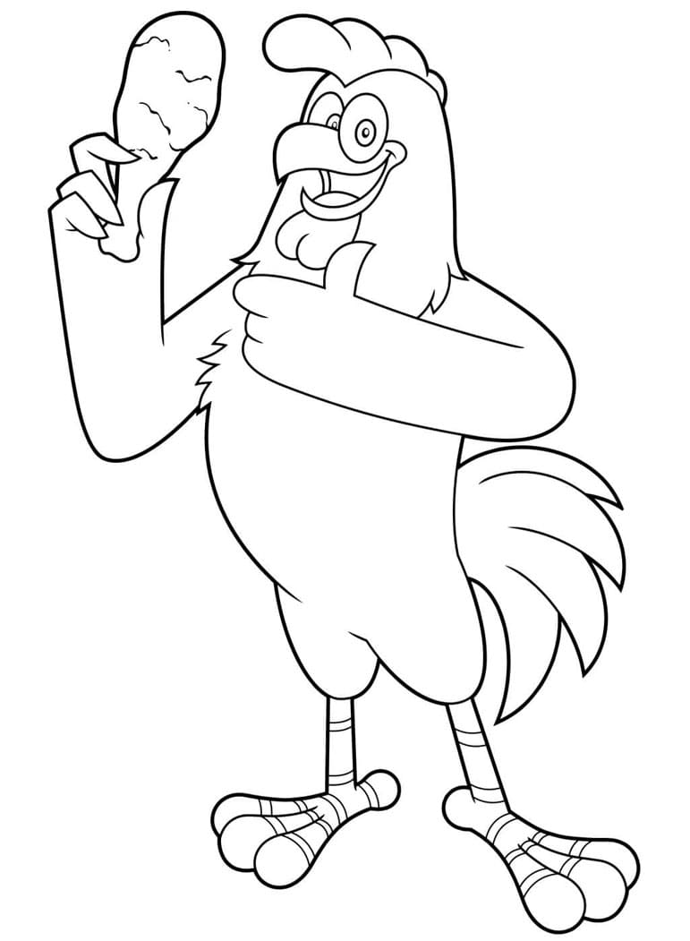 Hane holder stegt kylling Tegninger til Farvelægning