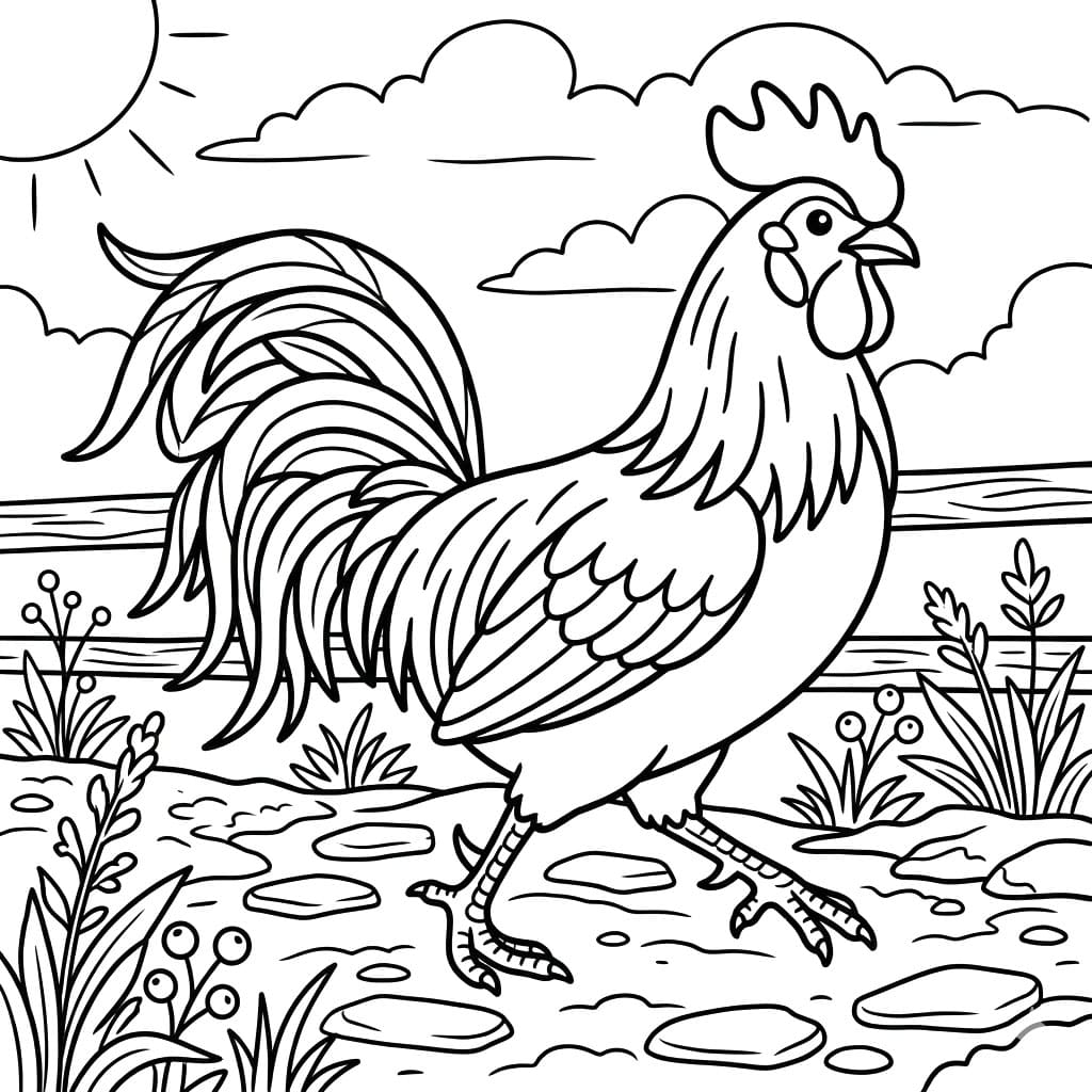 Hane i naturen Tegninger til Farvelægning