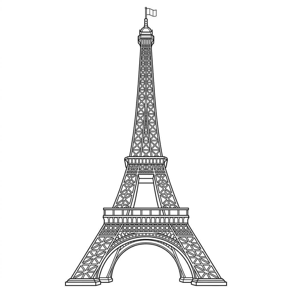 Højt Eiffeltårn Tegninger til Farvelægning