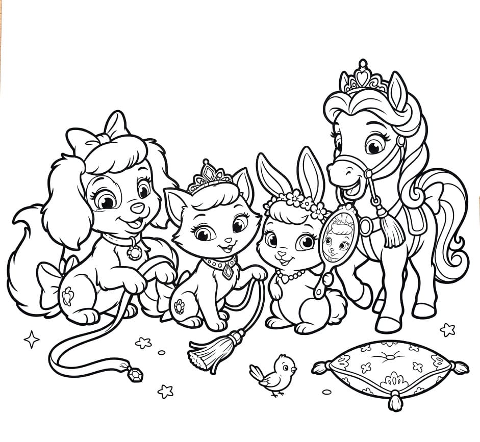 Kæledyr på Slottet Tegninger til Farvelægning