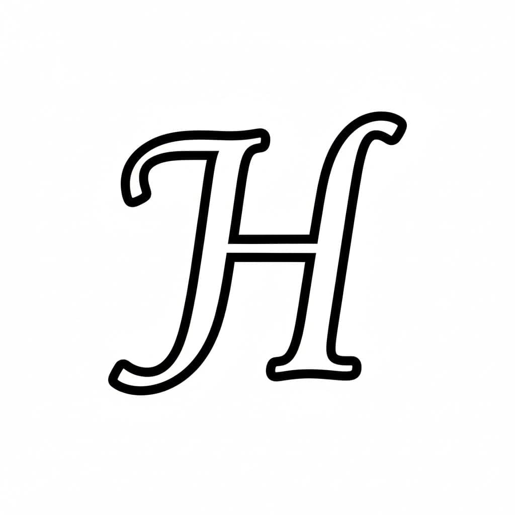 Kalligrafi bogstavet H Tegninger til Farvelægning