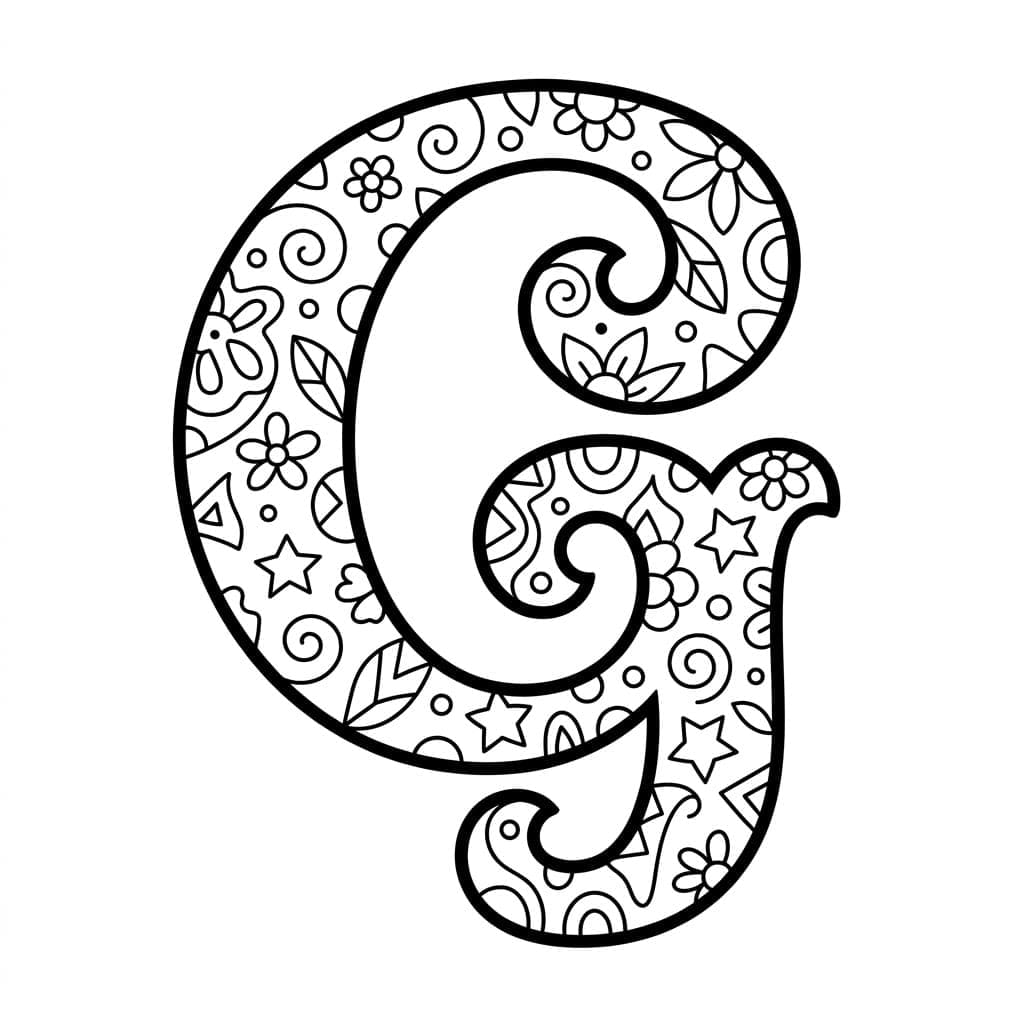 Klassisk Bogstav G Tegninger til Farvelægning