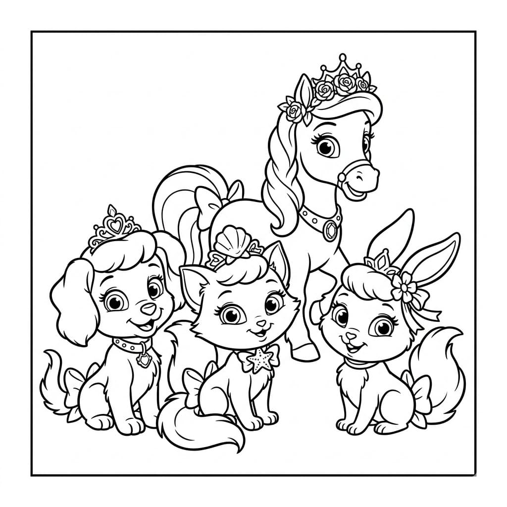 Kongelige Kæledyr Sammen Tegninger til Farvelægning