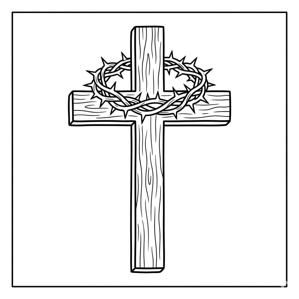 Kors med tornekrans Tegninger til Farvelægning