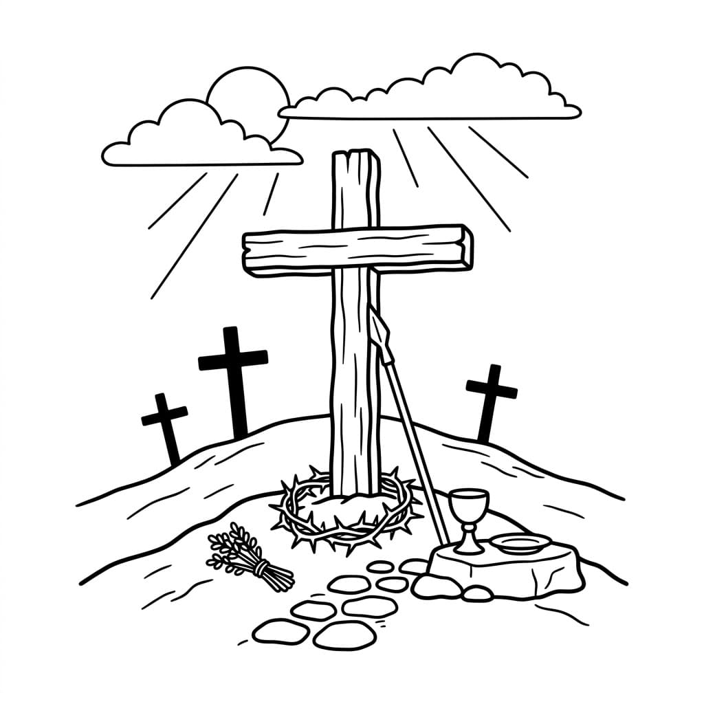 Korset i sollys Tegninger til Farvelægning