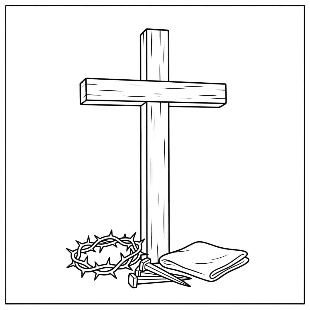 Korset og tornekransen Tegninger til Farvelægning