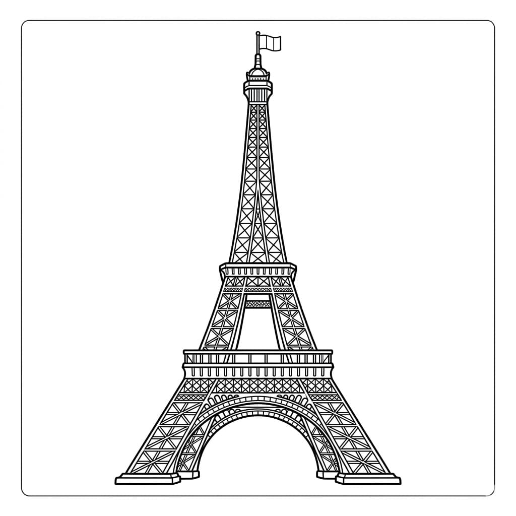 Kunstnerisk Eiffeltårn Tegninger til Farvelægning