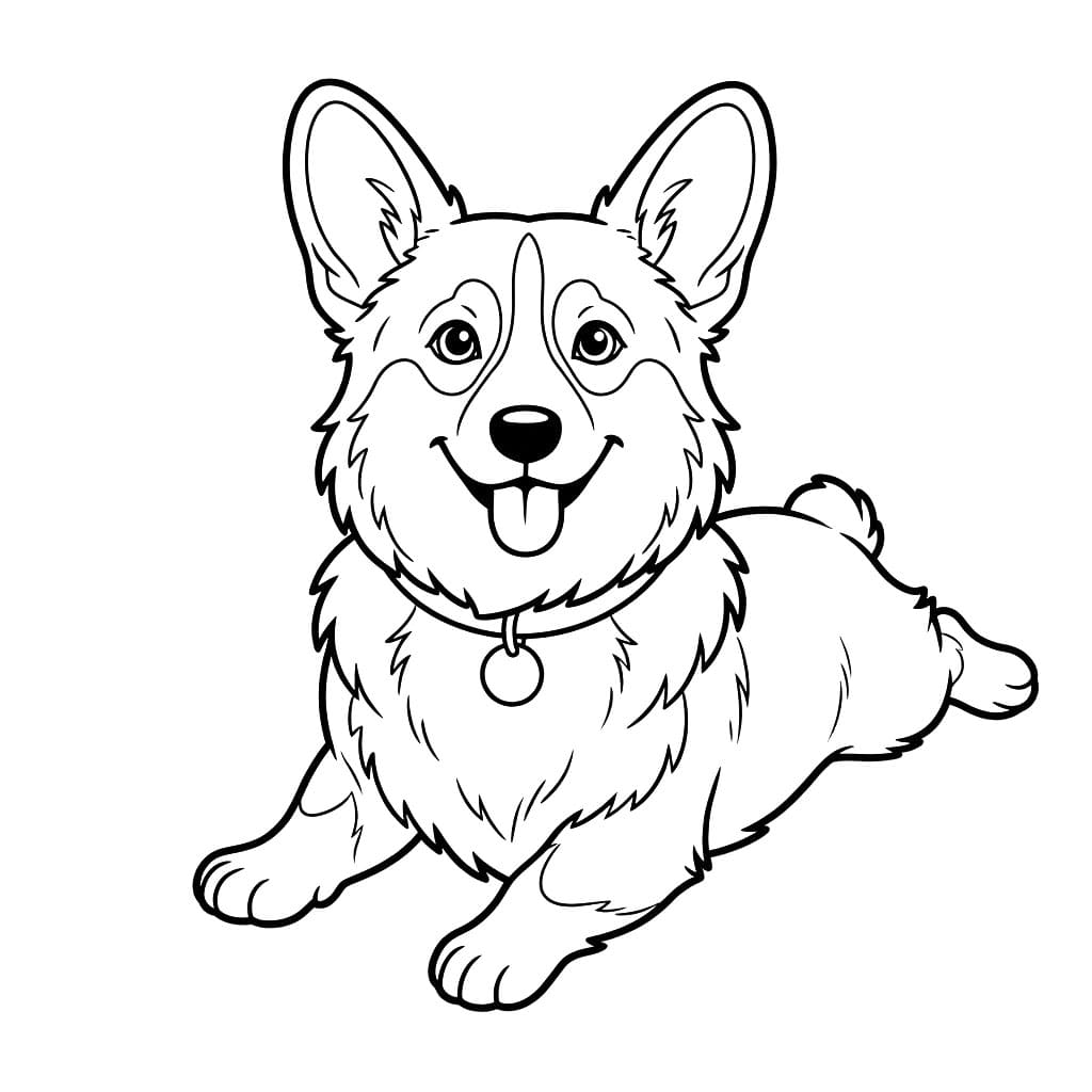Liggede Corgi Tegninger til Farvelægning