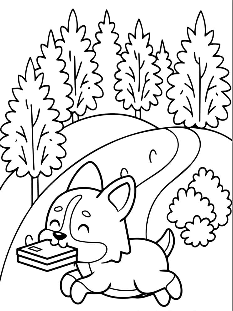 Lille Corgi-hund glad Tegninger til Farvelægning