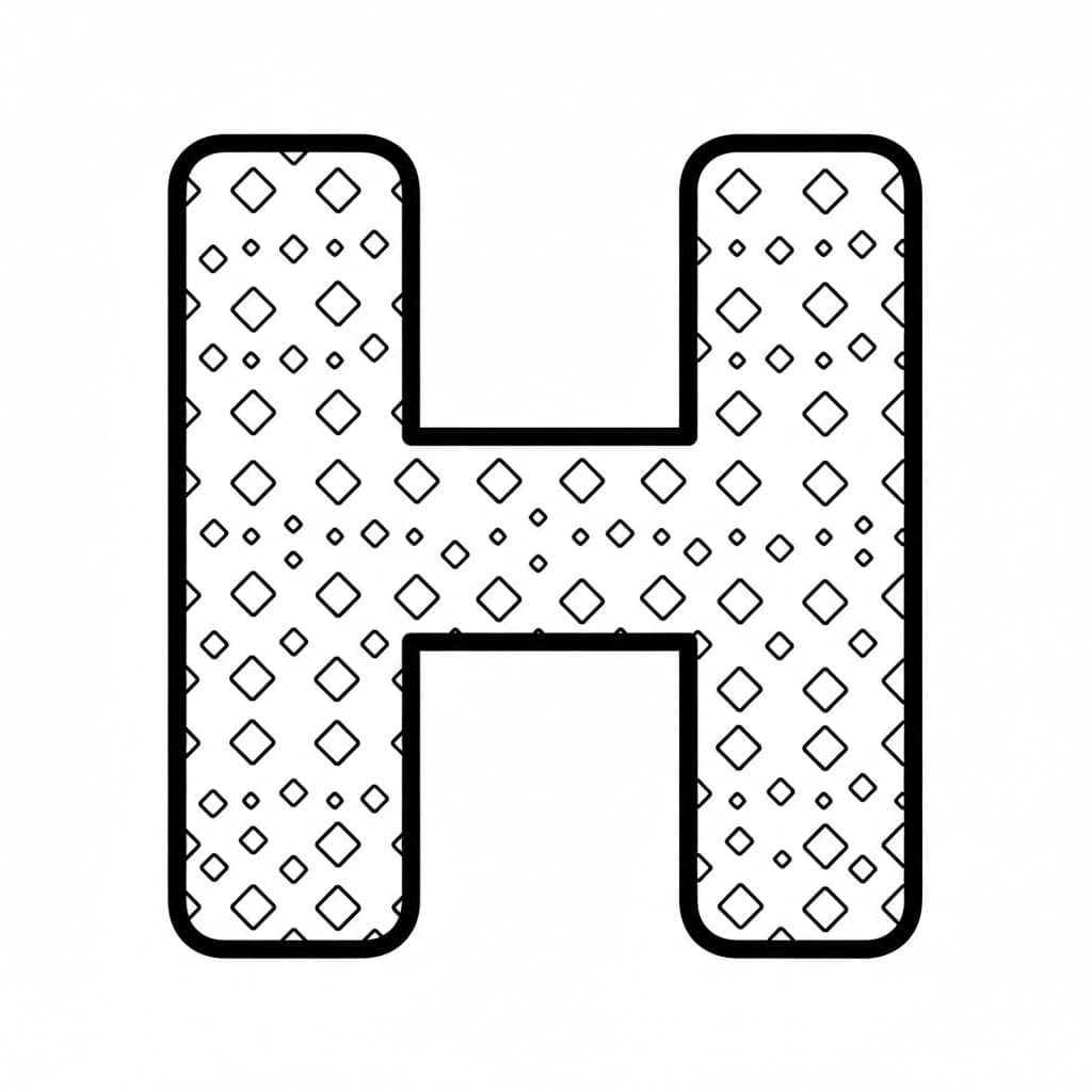 Lille diamantbogstav H Tegninger til Farvelægning