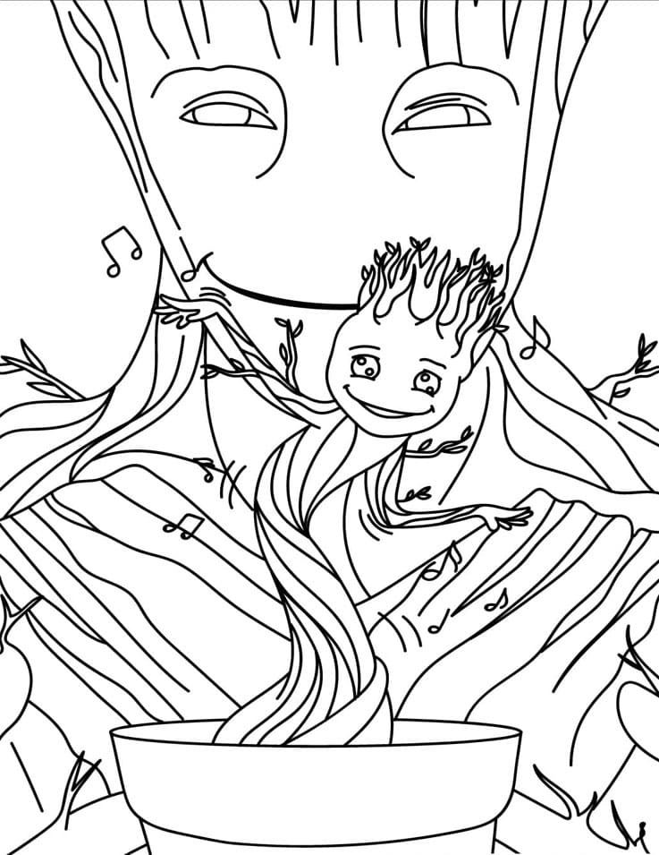 Marvels I Am Groot Tegninger til Farvelægning